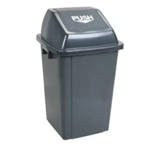 Basurero plastico tapa push 60 litros gris oscuro